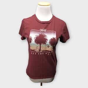 Women's Vans Off The Wall Maroon Palm Tree Shirt Size Small